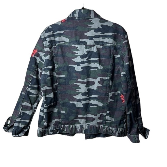 Anthropologie Pilcro and The Letterpress Camo Floral Embroidered Denim Jacket S - Picture 8 of 10